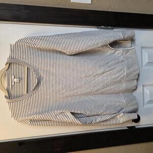 Daily Ritual Women's Long Sleeve Striped Cotton Modal Blend Top Size Large